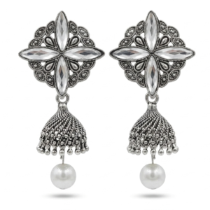 Vintage Pearl Drop Jhumka Earrings – Traditional Statement Jewelry