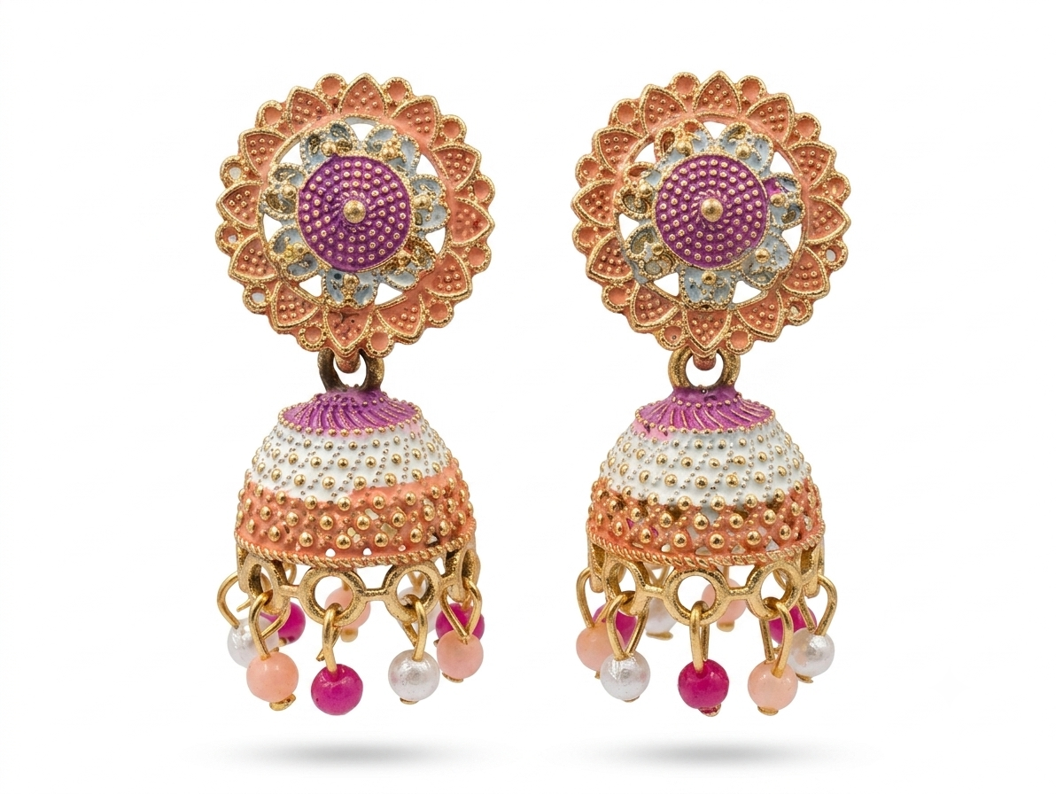 Vintage Pearl Drop Jhumka Earrings – Traditional Statement Jewelry