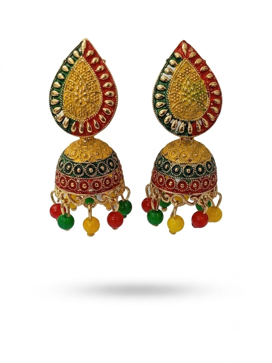 Vintage Pearl Drop Jhumka Earrings – Traditional Statement Jewelry - Image 2