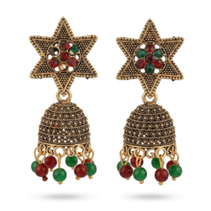 Vintage Pearl Drop Jhumka Earrings – Traditional Statement Jewelry