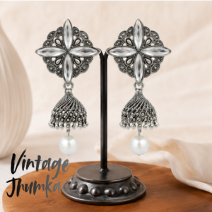 Vintage Pearl Drop Jhumka Earrings – Traditional Statement Jewelry