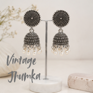Vintage Pearl Drop Jhumka Earrings – Traditional Statement Jewelry