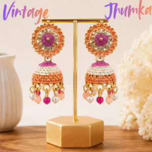 Vintage Pearl Drop Jhumka Earrings – Traditional Statement Jewelry