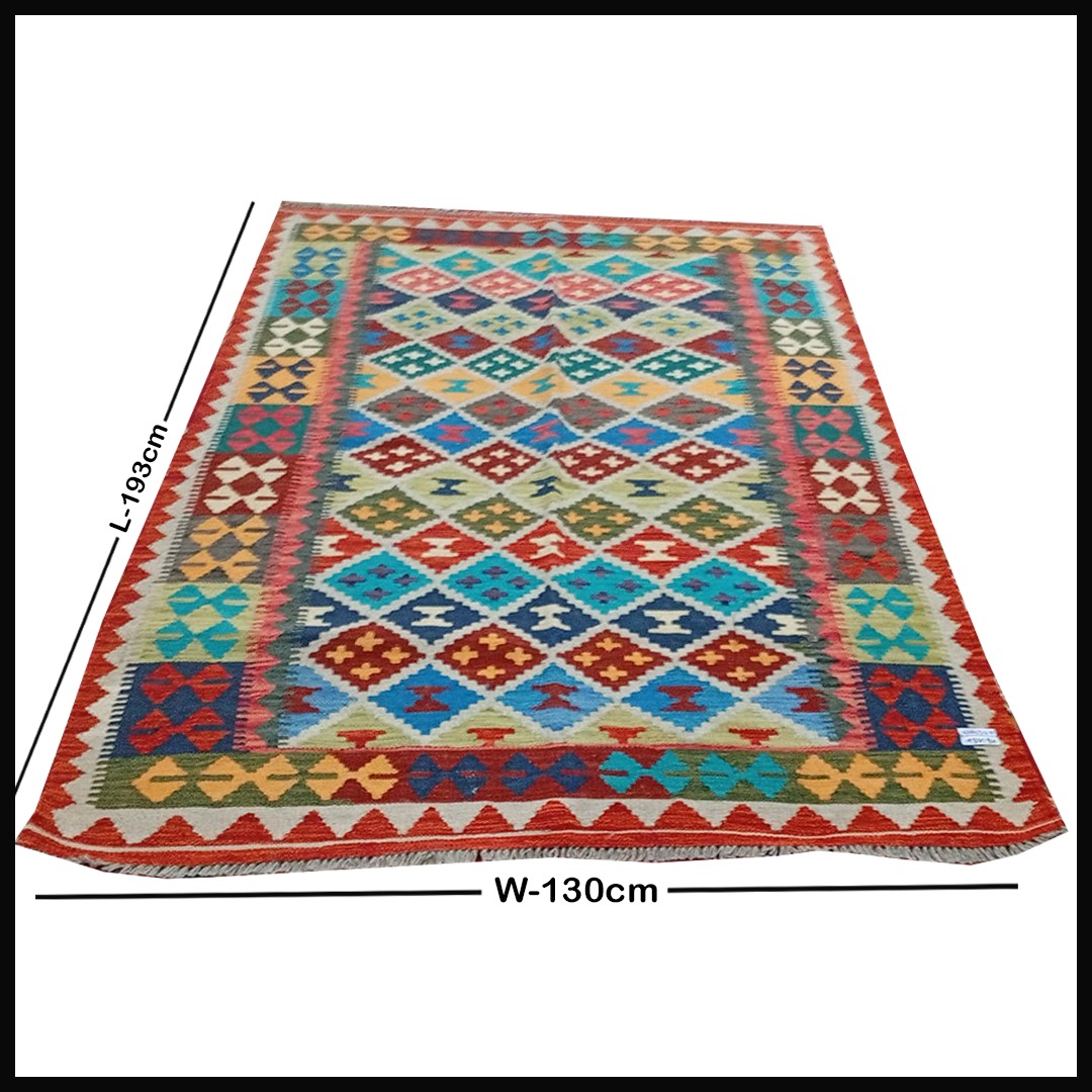 Handcrafted Traditional Kilim Rug Size ( W-193 x H- 130 )