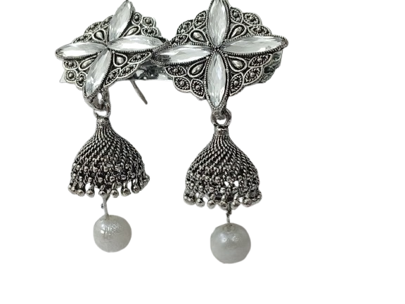 Vintage Pearl Drop Jhumka Earrings – Traditional Statement Jewelry - Image 3