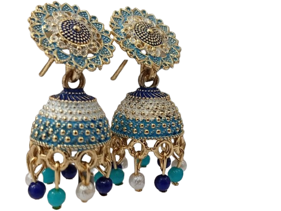 Vintage Pearl Drop Jhumka Earrings – Traditional Statement Jewelry - Image 4