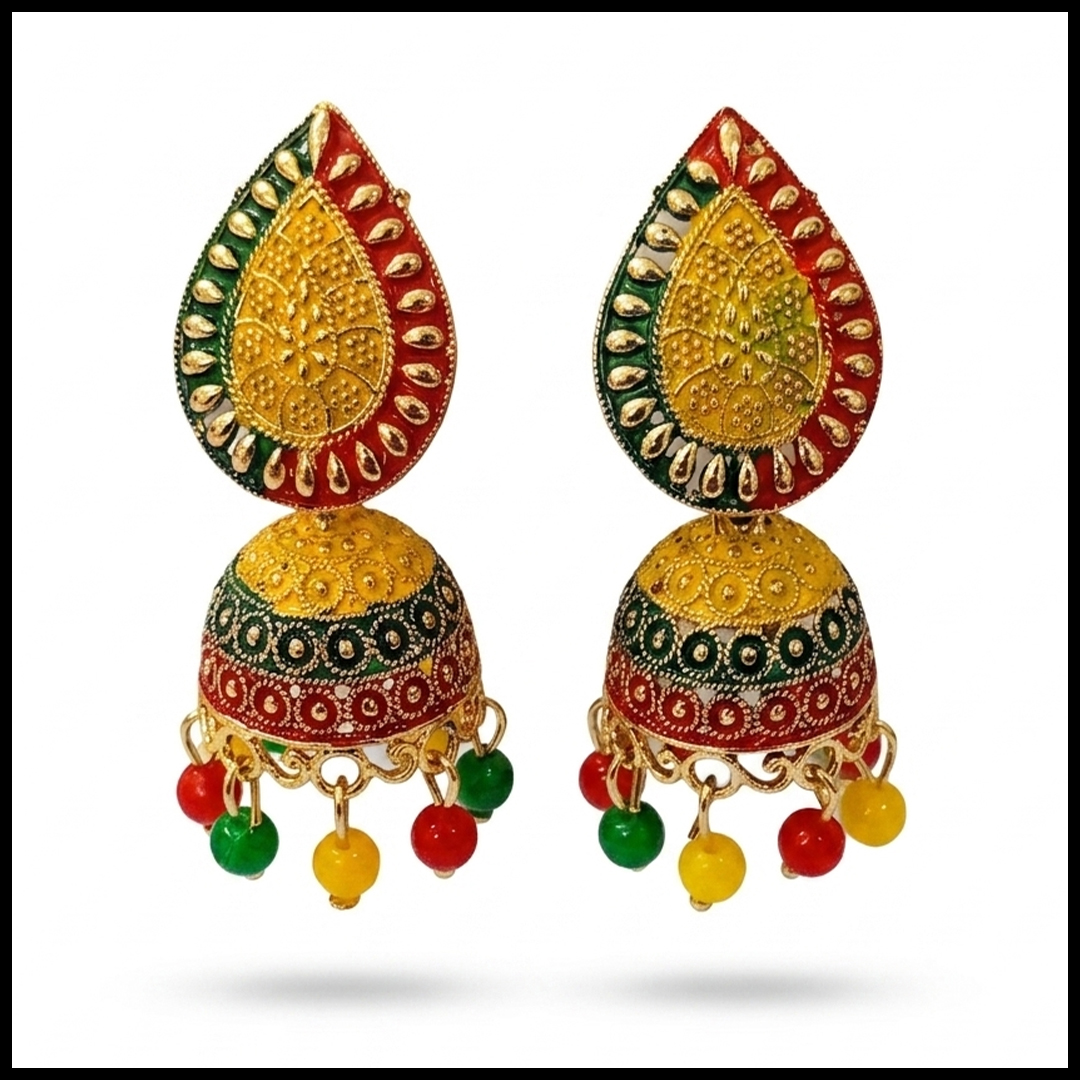 Vintage Pearl Drop Jhumka Earrings – Traditional Statement Jewelry - Image 3