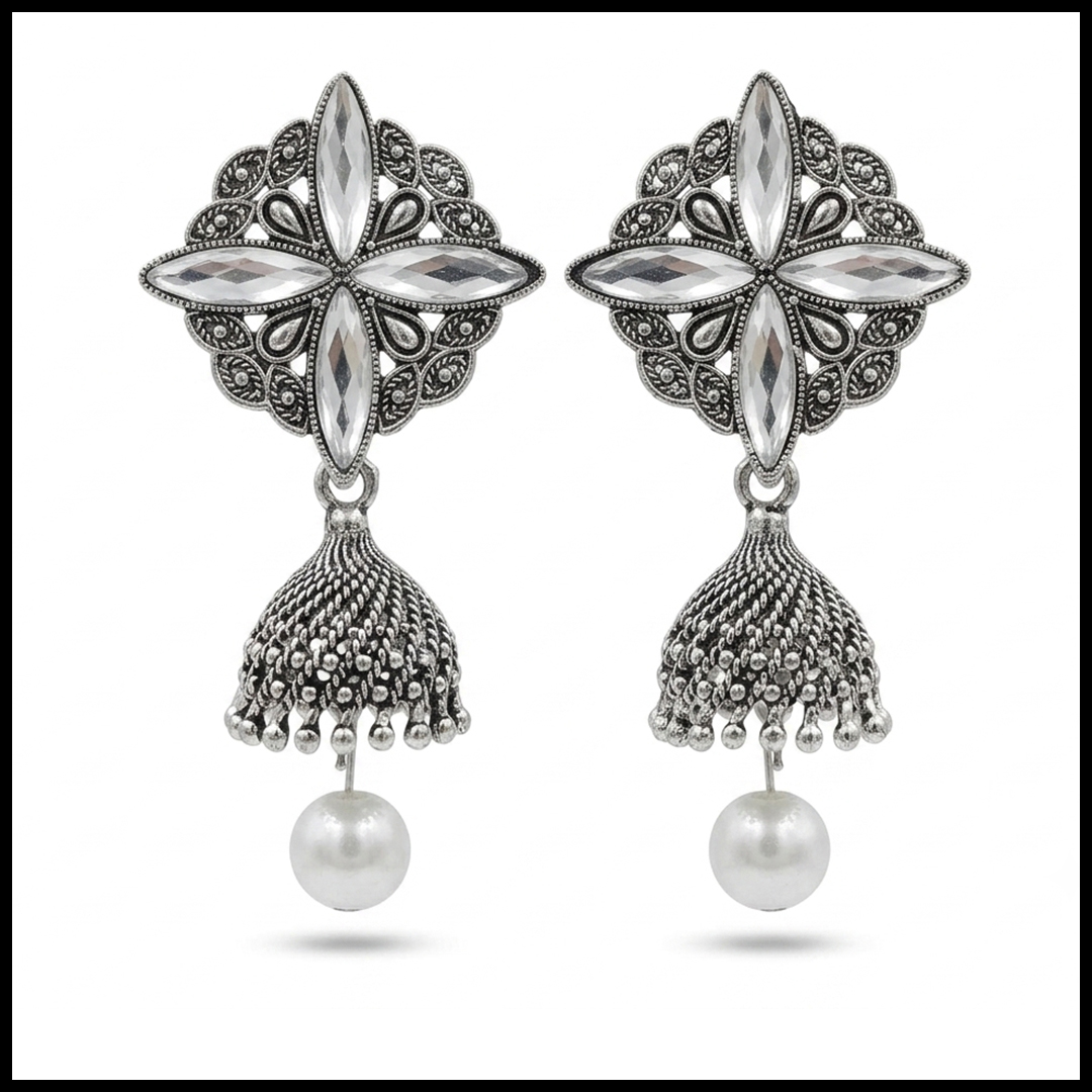 Vintage Pearl Drop Jhumka Earrings – Traditional Statement Jewelry - Image 4