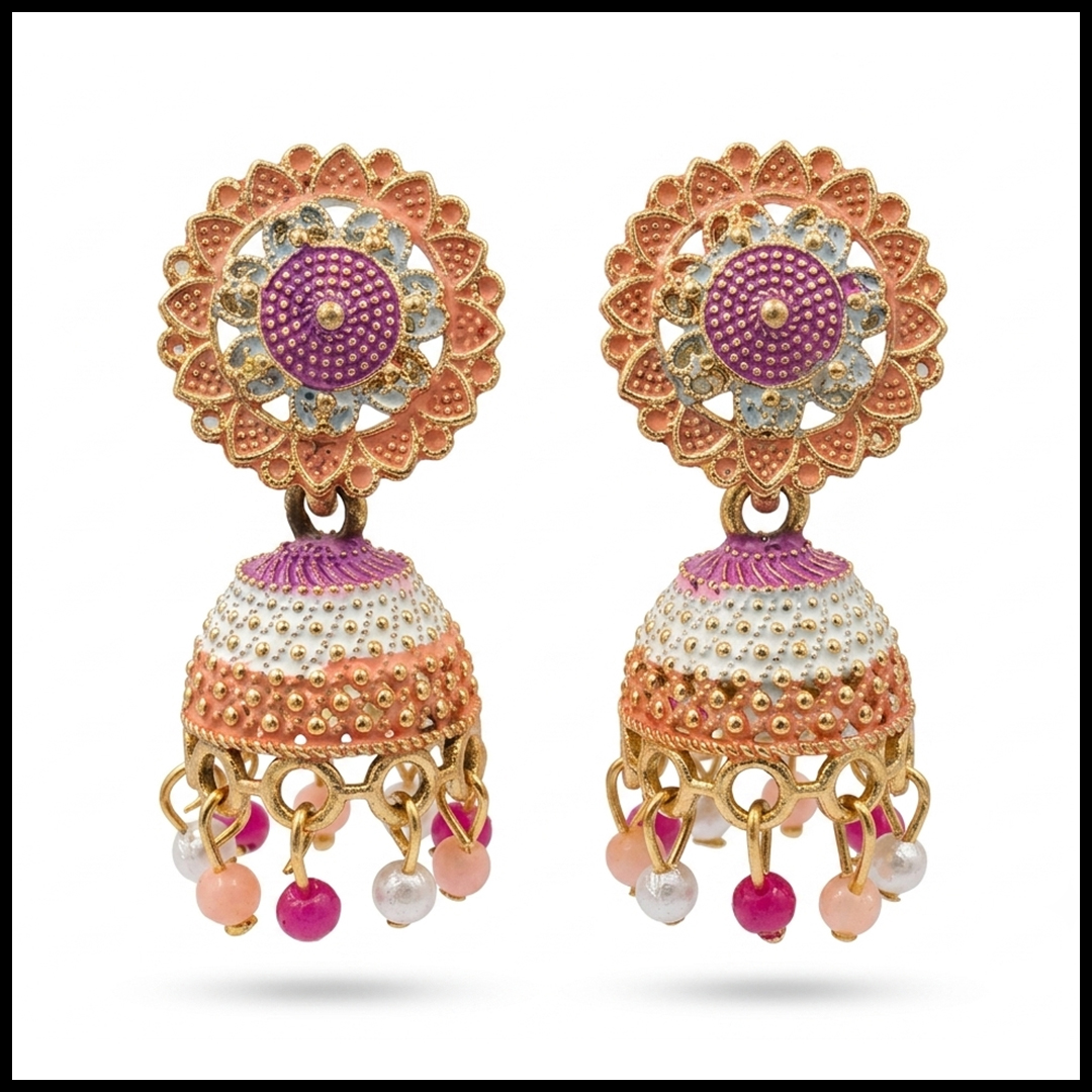 Vintage Pearl Drop Jhumka Earrings – Traditional Statement Jewelry - Image 5