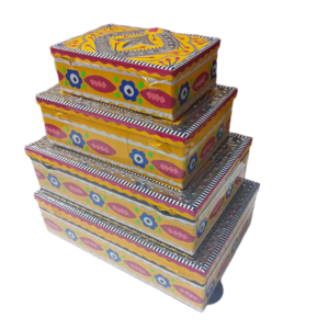 Chamakpatti Box Set (4-Pcs)  Handcrafted Traditional Storage with Vibrant Designs