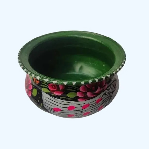 Handcrafted Decorative Pot with Matching Plate - Image 4