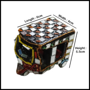 Decorative Mirror Work Rickshaw (L-10cm, W-5cm, H-7.5cm)