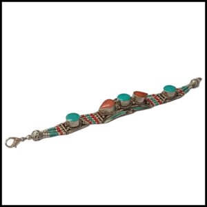 Ethnic Tribal Bracelet with Stones – Handmade Statement Jewelry