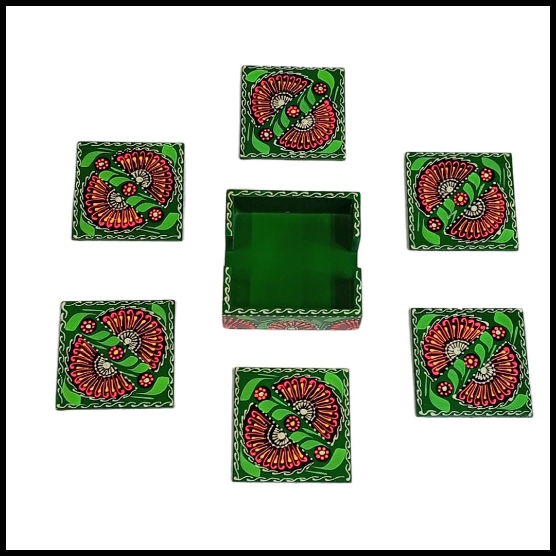 Truck Art Tea Coaster Set of 6 with Holder
