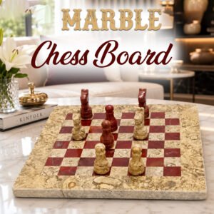 Handcrafted Onyx Marble Chess Board Size: 8×8 inch