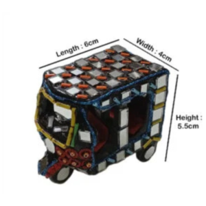 Decorative Mirror Work Rickshaw (L-6cm, W-4cm, H-5.5cm)
