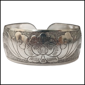 Traditional Handcrafted Floral Engraved Metal Cuff Bracelet