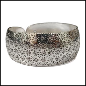 Traditional Handcrafted Floral Engraved Metal Cuff Bracelet
