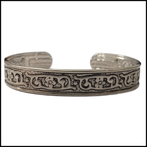Traditional Handcrafted Floral Engraved Metal Cuff Bracelet