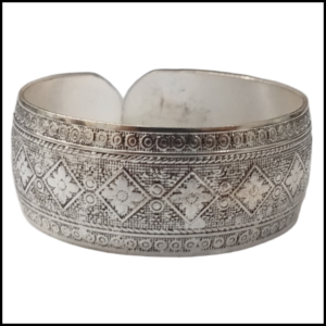 Traditional Handcrafted Floral Engraved Metal Cuff Bracelet
