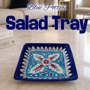 Handcrafted Blue Pottery Salad Tray (15cm × 15cm)
