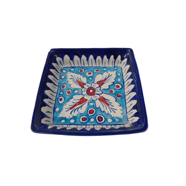 Handcrafted Blue Pottery Salad Tray (15cm × 15cm) - Image 3