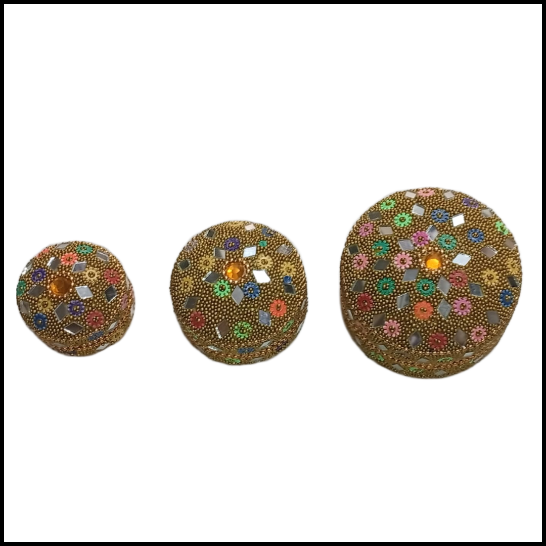 Handcrafted Decorative Bajri Box Set of 3