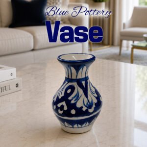 Handcrafted Tiny Blue Pottery Vase (11cm × 4.5cm)