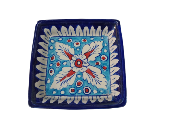 Handcrafted Blue Pottery Salad Tray (15cm × 15cm) - Image 4