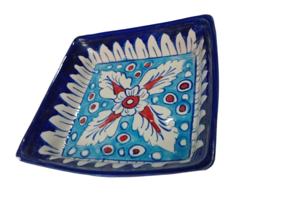 Handcrafted Blue Pottery Salad Tray (15cm × 15cm) - Image 5