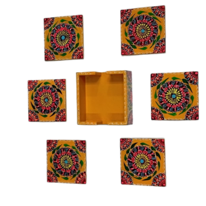 Truck Art Tea Coaster Set of 6 with Holder