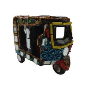 Decorative Mirror Work Rickshaw (L-6cm, W-4cm, H-5.5cm)
