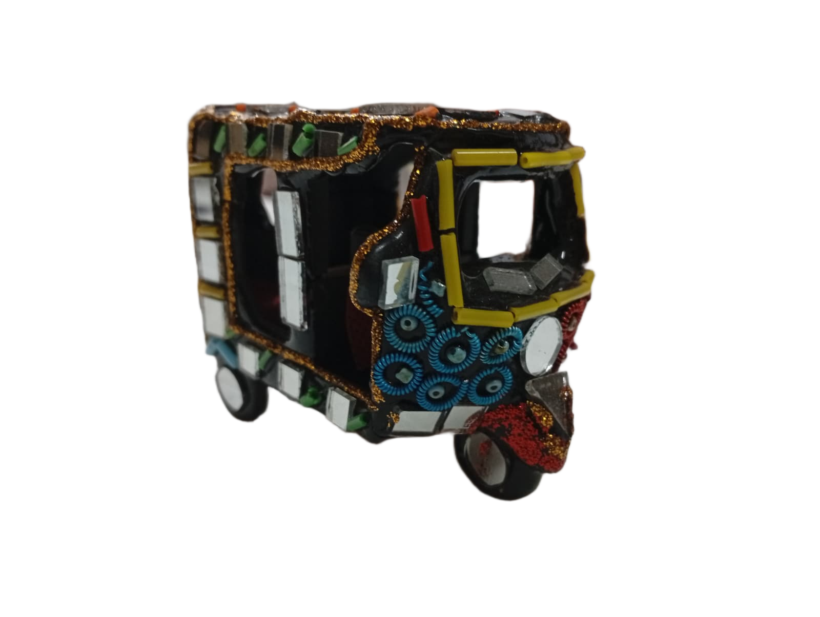 Decorative Mirror Work Rickshaw (L-10cm, W-5cm, H-7.5cm) - Image 4