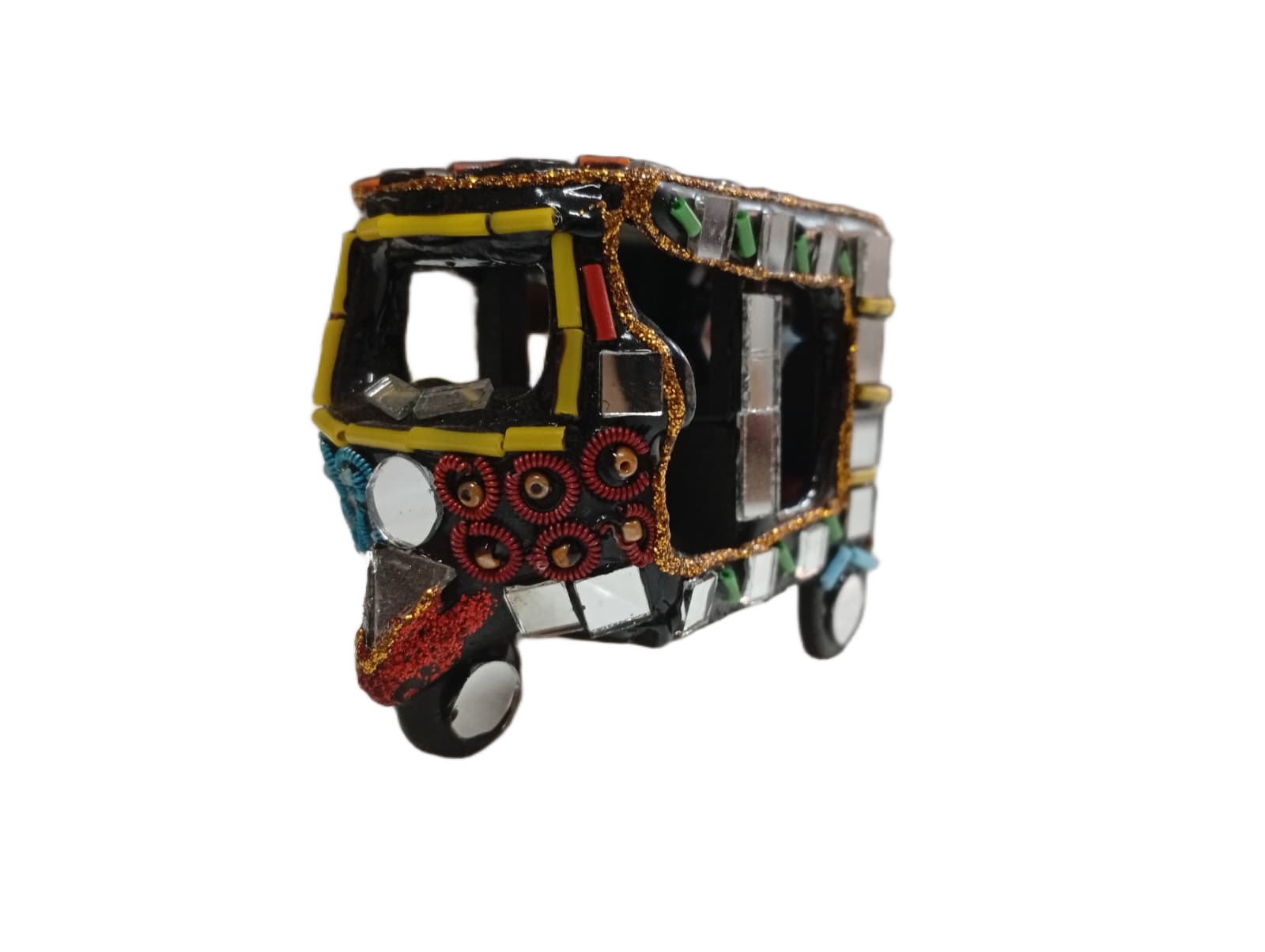 Decorative Mirror Work Rickshaw (L-6cm, W-4cm, H-5.5cm) - Image 8