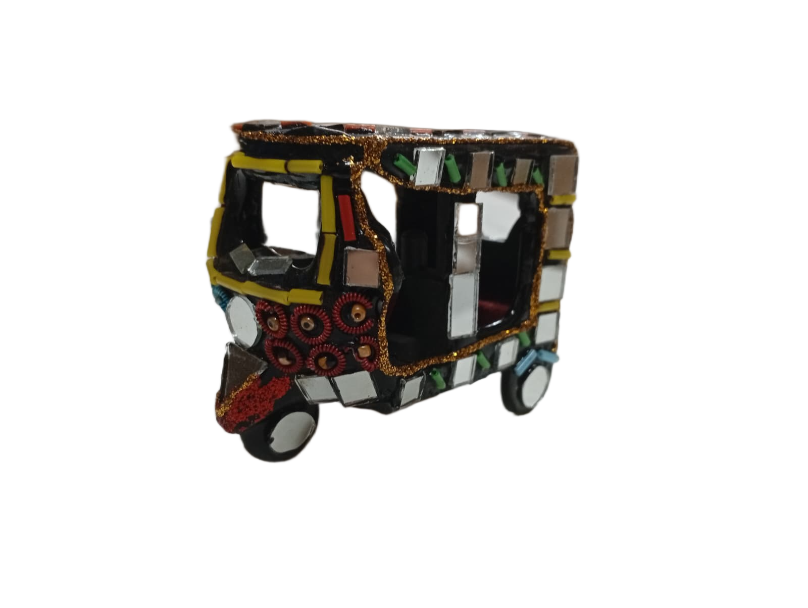 Decorative Mirror Work Rickshaw (L-6cm, W-4cm, H-5.5cm) - Image 7