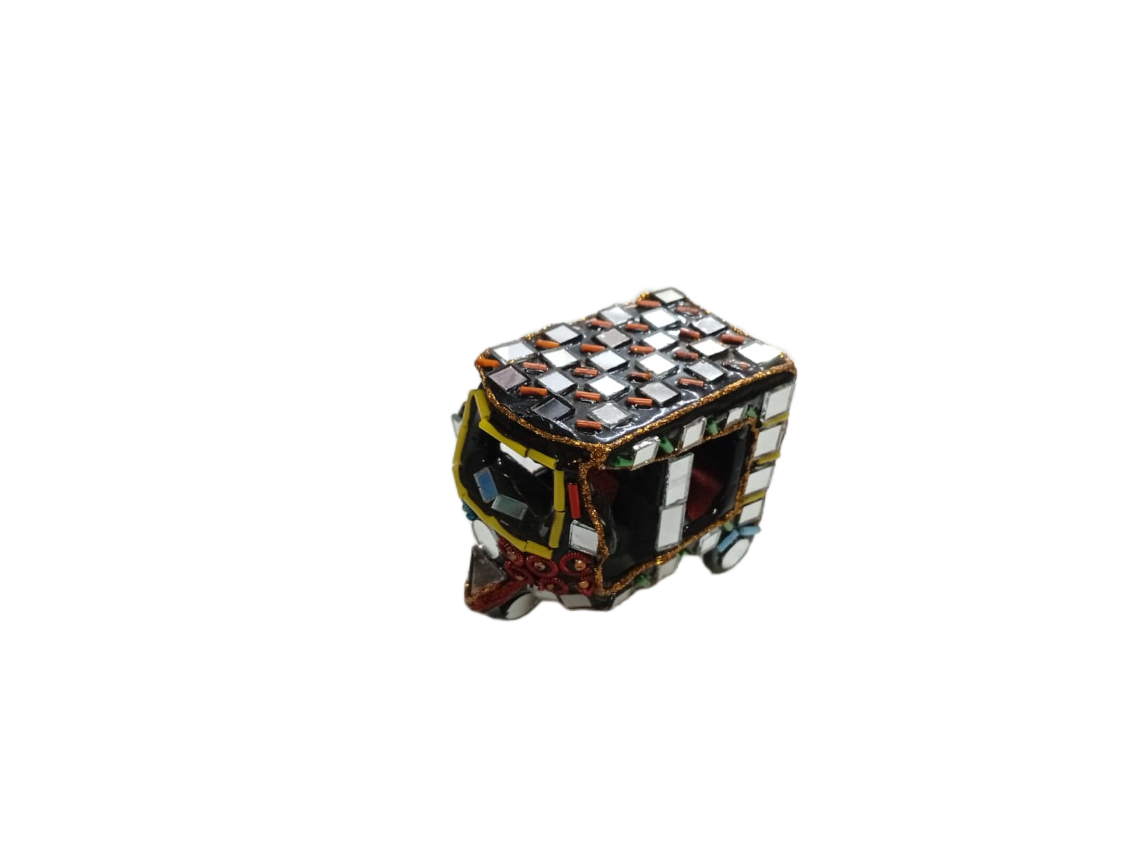 Decorative Mirror Work Rickshaw (L-6cm, W-4cm, H-5.5cm) - Image 4