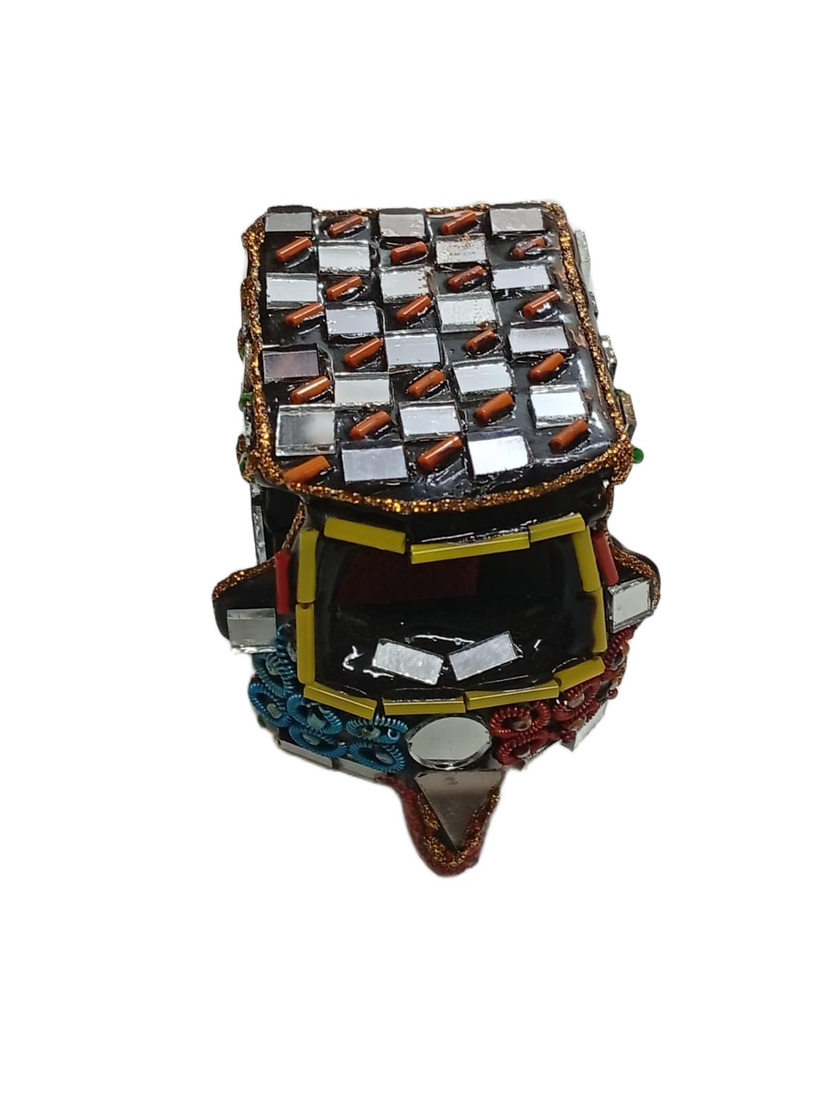 Decorative Mirror Work Rickshaw (L-10cm, W-5cm, H-7.5cm) - Image 5