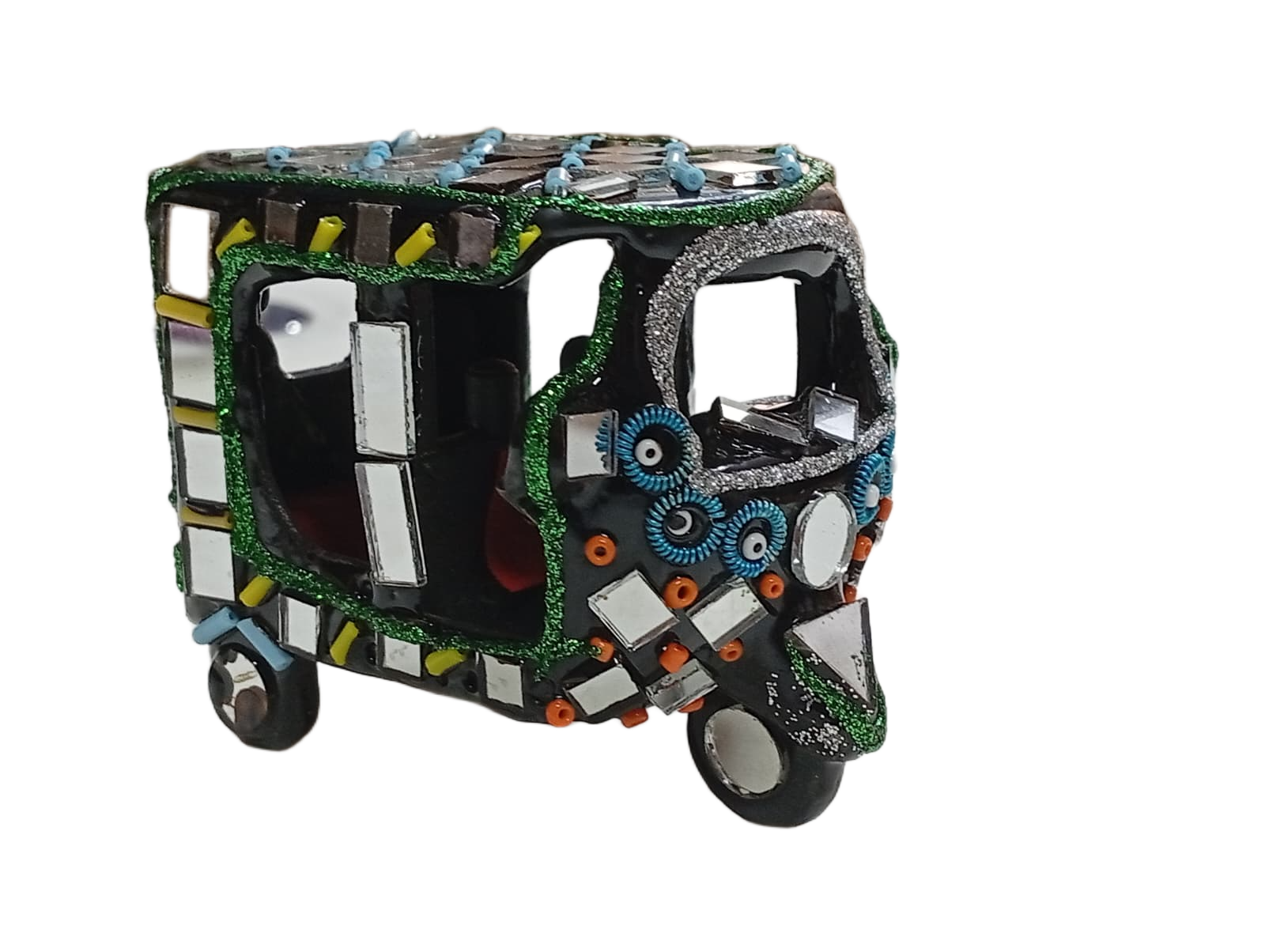 Decorative Mirror Work Rickshaw (L-6cm, W-4cm, H-5.5cm) - Image 5