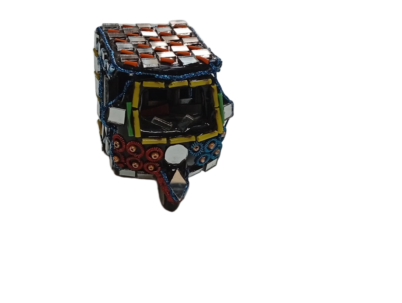Decorative Mirror Work Rickshaw (L-6cm, W-4cm, H-5.5cm) - Image 5