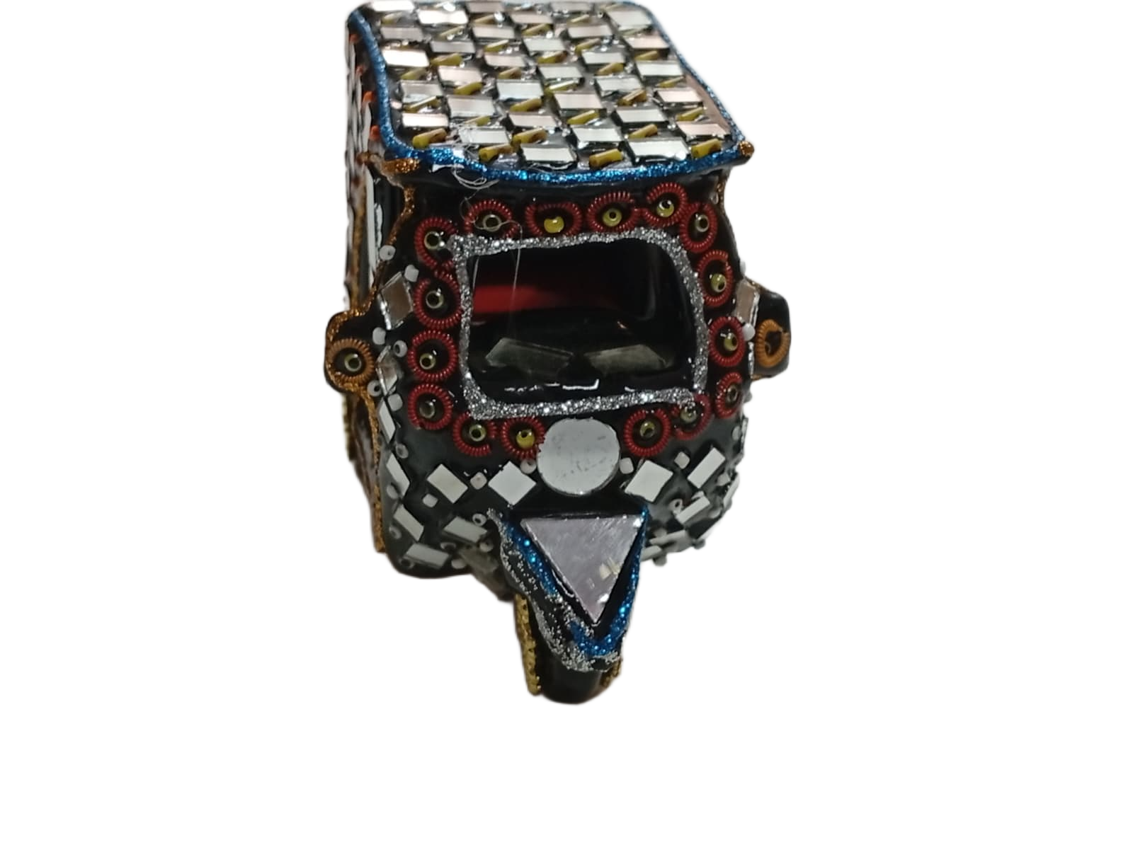 Decorative Mirror Work Rickshaw (L-10cm, W-5cm, H-7.5cm) - Image 7