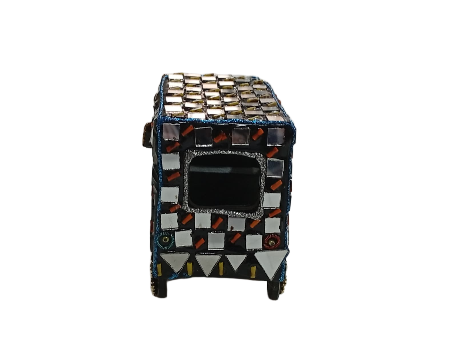 Decorative Mirror Work Rickshaw (L-10cm, W-5cm, H-7.5cm) - Image 5
