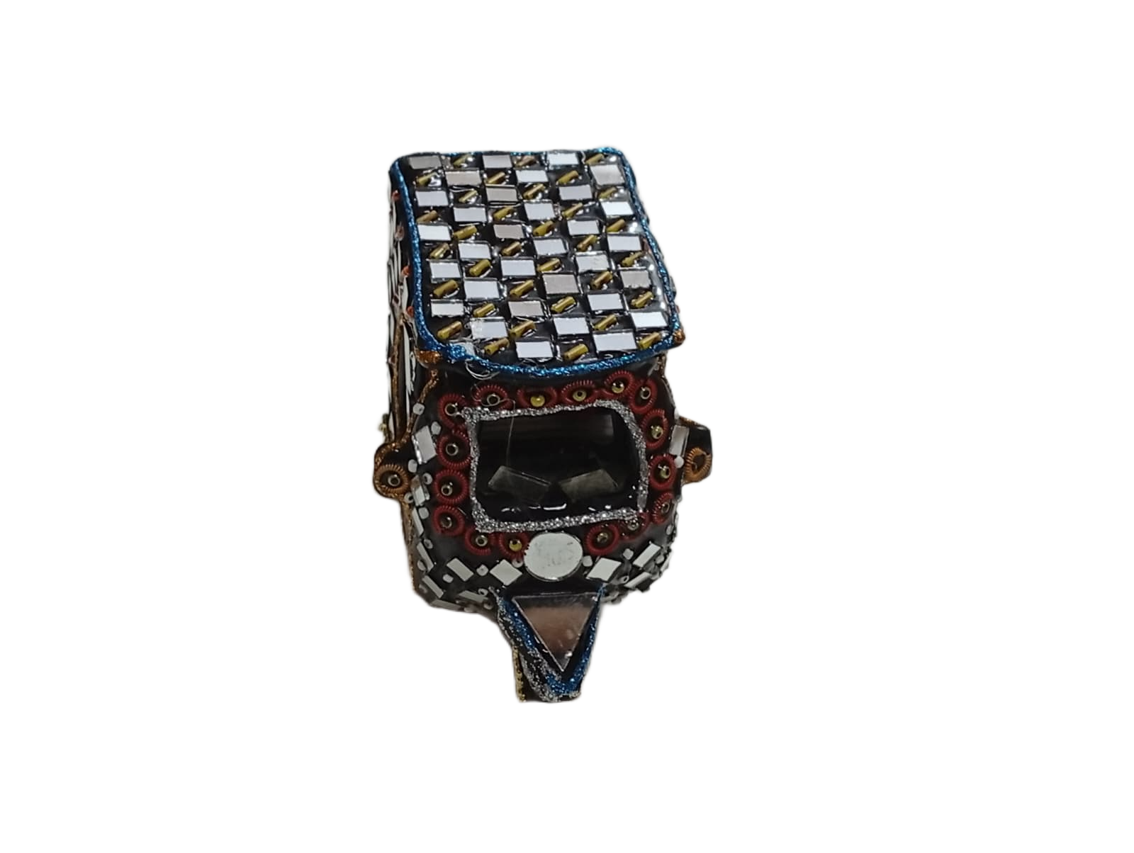 Decorative Mirror Work Rickshaw (L-10cm, W-5cm, H-7.5cm) - Image 4