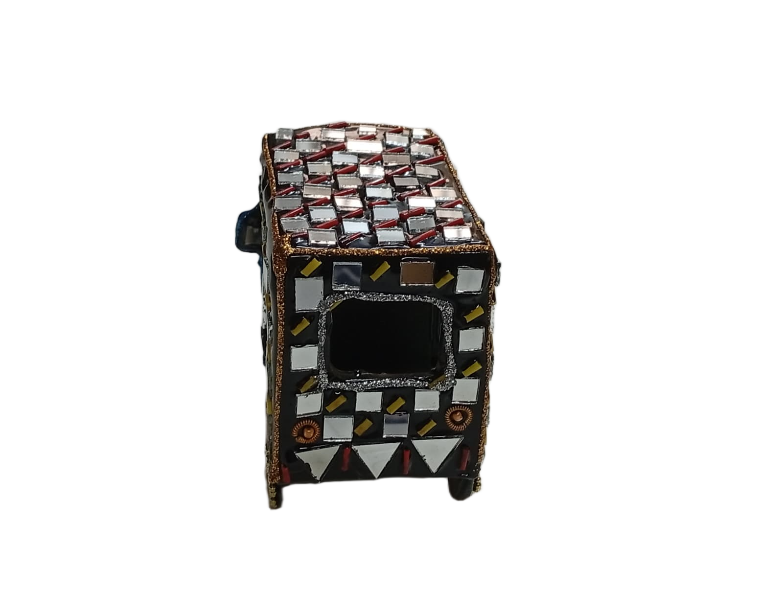 Decorative Mirror Work Rickshaw (L-10cm, W-5cm, H-7.5cm) - Image 7