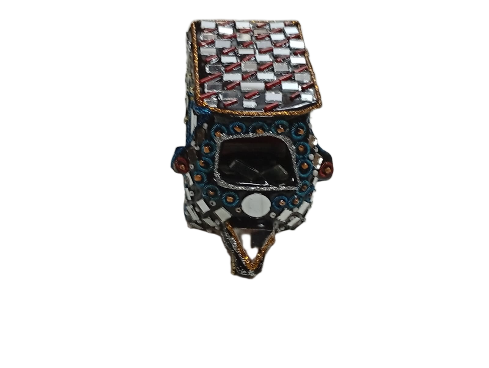 Decorative Mirror Work Rickshaw (L-10cm, W-5cm, H-7.5cm) - Image 5