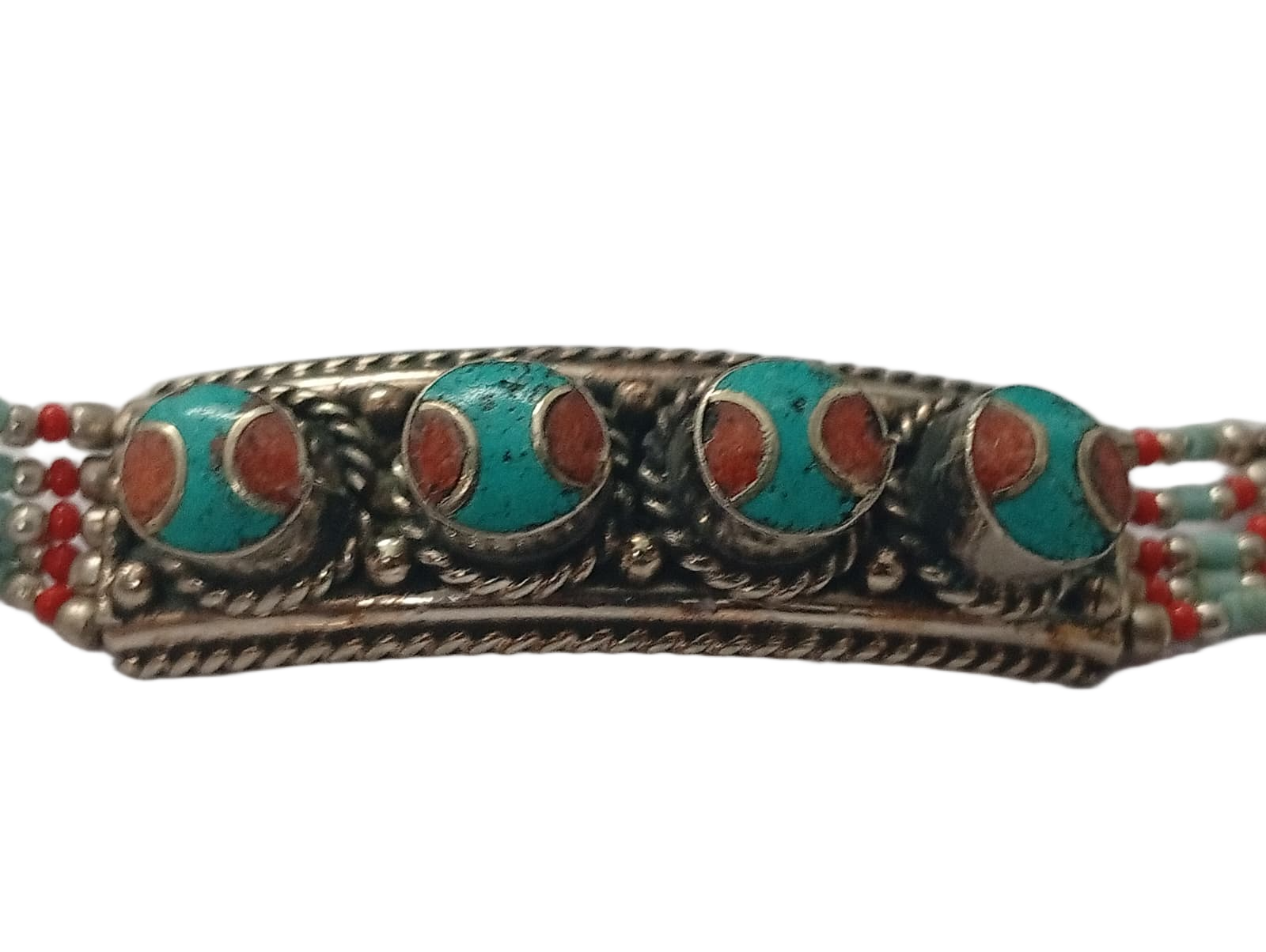 Ethnic Tribal Bracelet with Stones – Handmade Statement Jewelry - Image 4