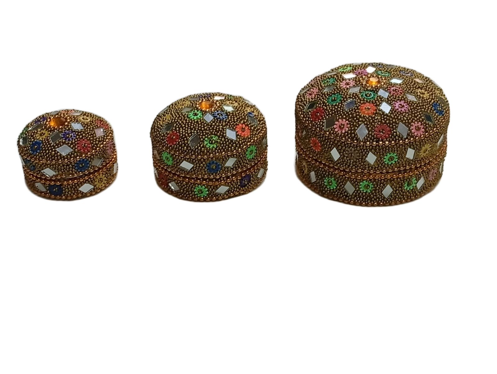 Handcrafted Decorative Bajri Box Set of 3 - Image 2