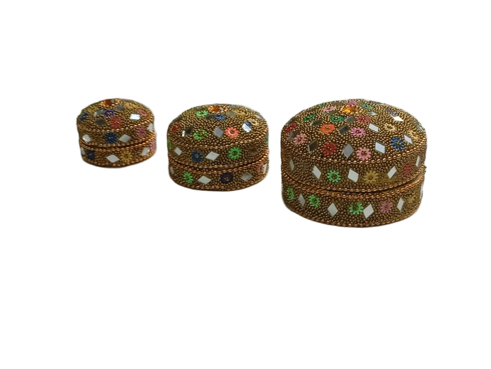 Handcrafted Decorative Bajri Box Set of 3 - Image 5