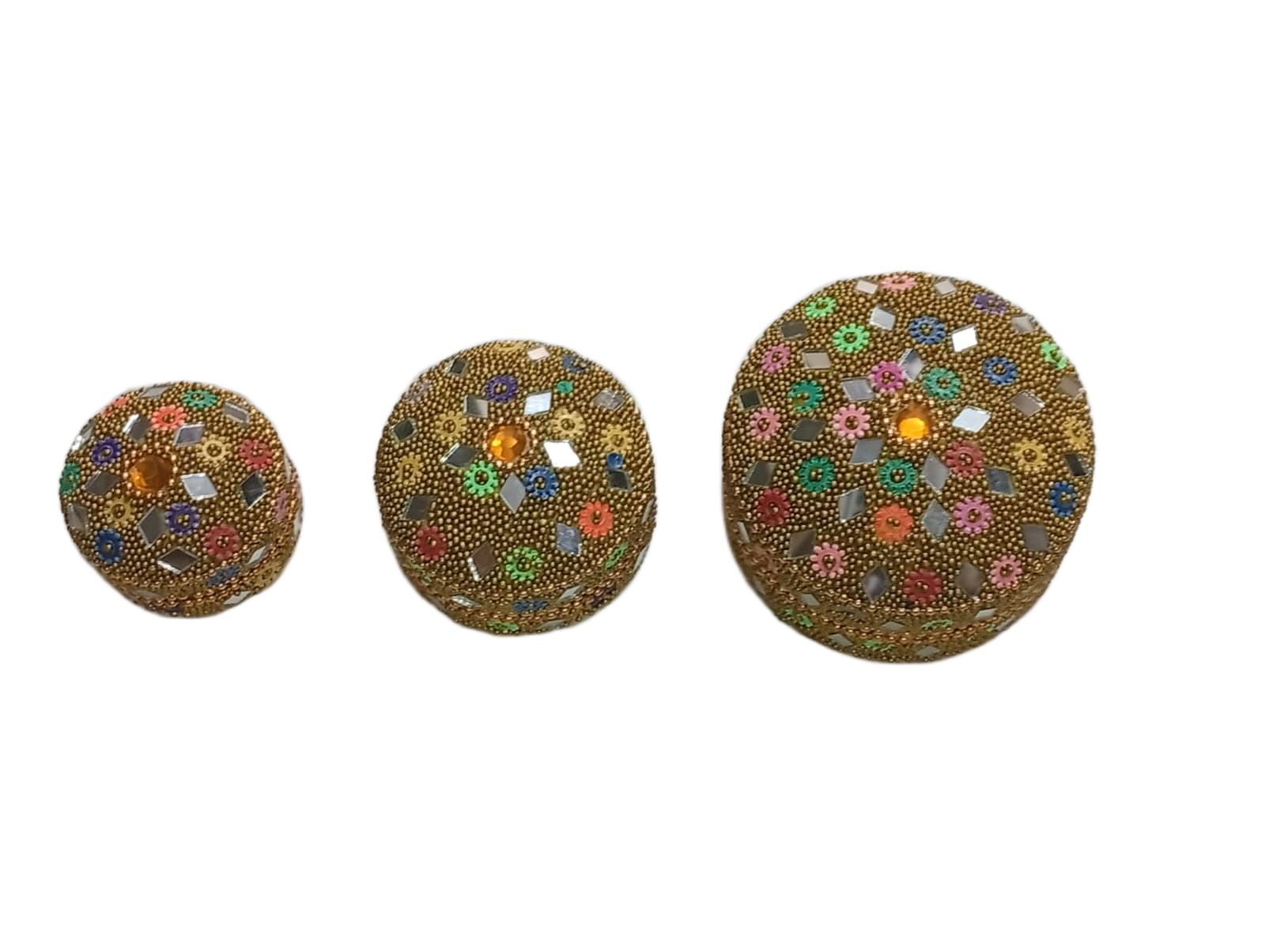 Handcrafted Decorative Bajri Box Set of 3 - Image 4