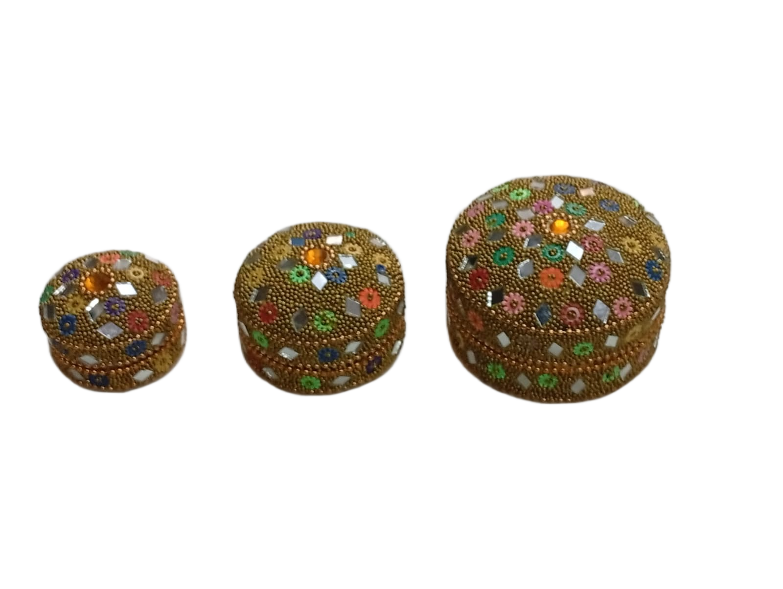 Handcrafted Decorative Bajri Box Set of 3 - Image 3