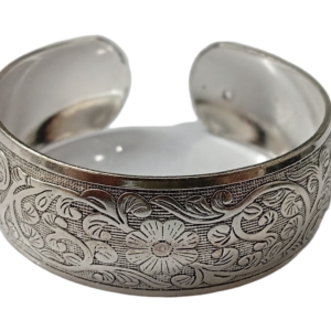 Traditional Handcrafted Floral Engraved Metal Cuff Bracelet